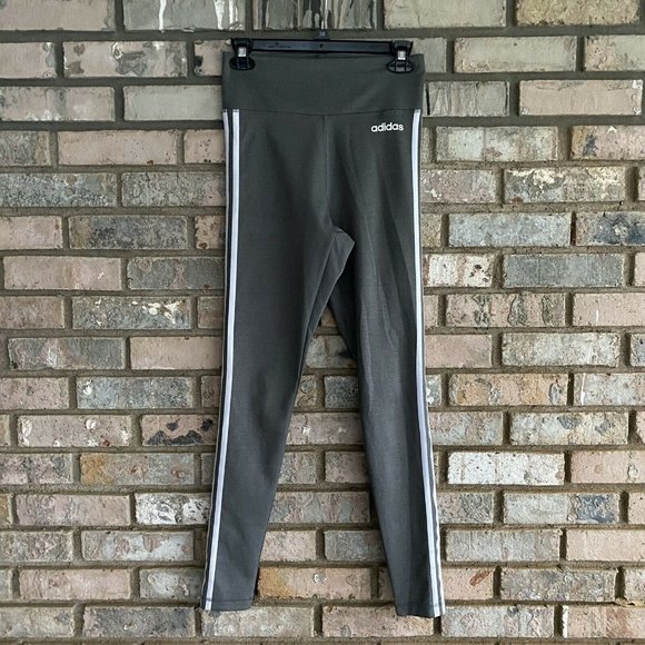adidas Pants - Adidas Women’s Climalite 3 Stripe Leggings High Rise Stretch Size Small Gray